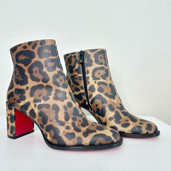 Christian Louboutin Adoxa Ankle Boots Size 36 Leopard Print Booties - Picture 6 of 13